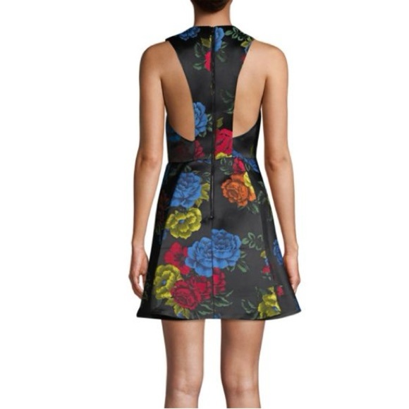 NWT ALICE + OLIVIA Tanner Asymmetric Floral Mini A-Line Dress - Picture 2 of 15
